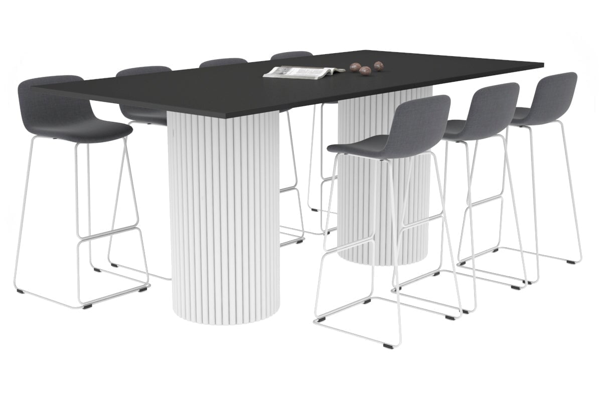 Baobab Circular Wood Base Counter Rectangle Table [2400L x 1200W] Jasonl white leg black 