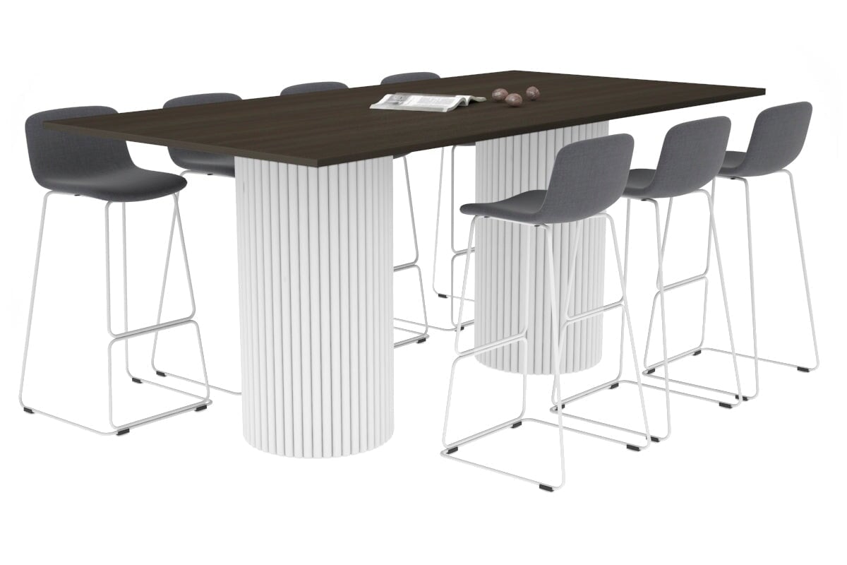 Baobab Circular Wood Base Counter Rectangle Table [2400L x 1200W] Jasonl white leg dark oak 