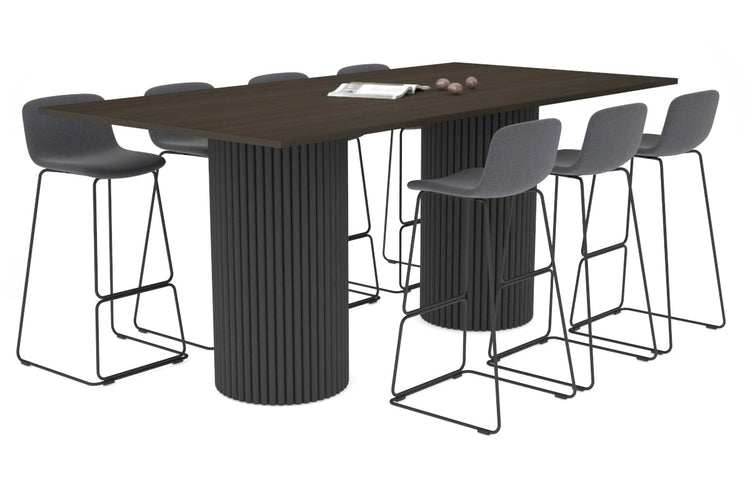 Baobab Circular Wood Base Counter Rectangle Table [2400L x 1200W] Jasonl black leg dark oak 
