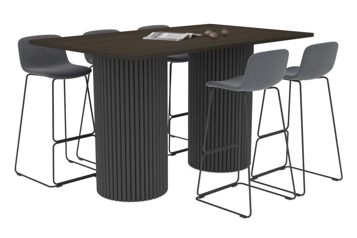 Baobab Circular Wood Base Counter Rectangle Table - Rounded Corners [1800L x 1100W with Rounded Corners] Jasonl black leg dark oak 