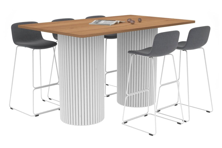 Baobab Circular Wood Base Counter Rectangle Table - Rounded Corners [1800L x 1100W with Rounded Corners] Jasonl white leg salvage oak 