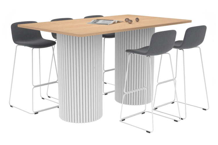Baobab Circular Wood Base Counter Rectangle Table - Rounded Corners [1800L x 1100W with Rounded Corners] Jasonl white leg maple 