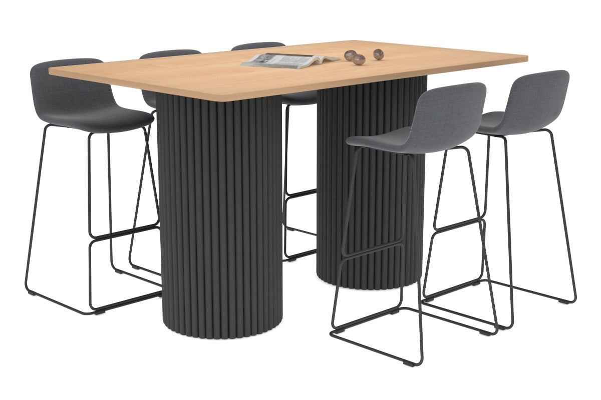 Baobab Circular Wood Base Counter Rectangle Table - Rounded Corners [1800L x 1100W with Rounded Corners] Jasonl black leg maple 