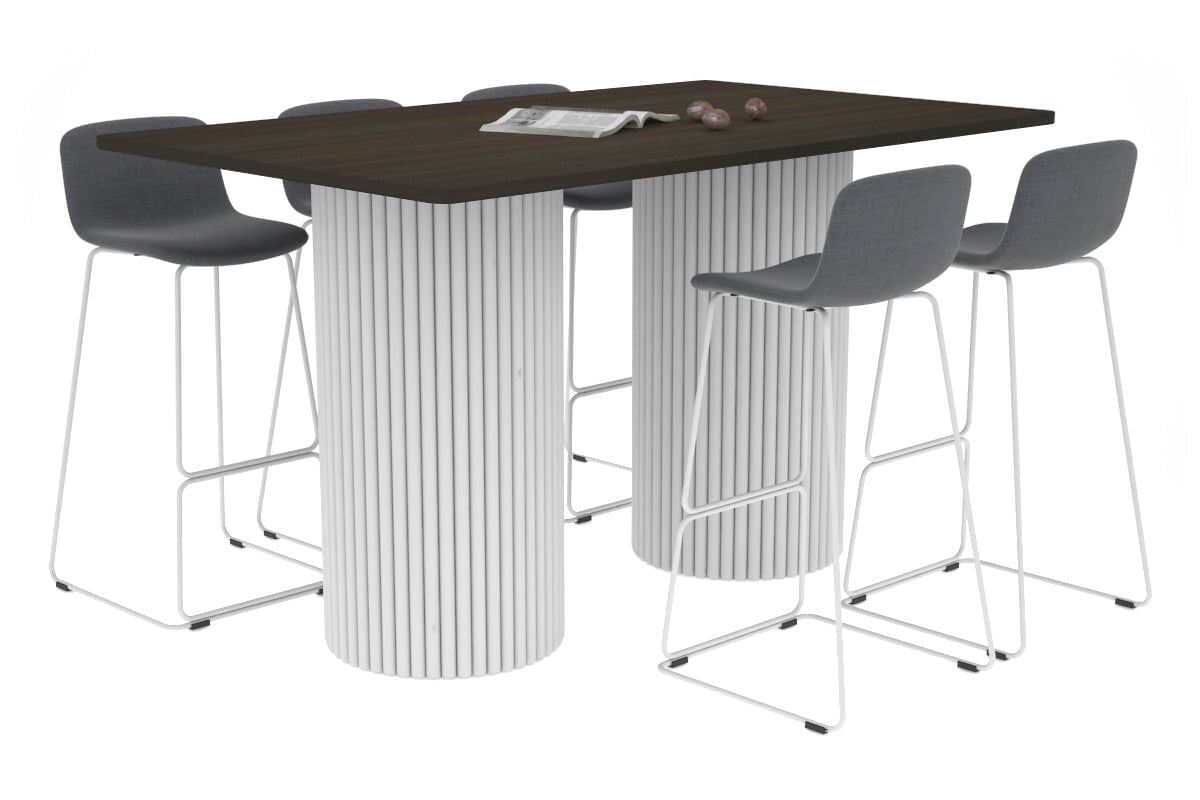 Baobab Circular Wood Base Counter Rectangle Table - Rounded Corners [1800L x 1100W with Rounded Corners] Jasonl white leg dark oak 