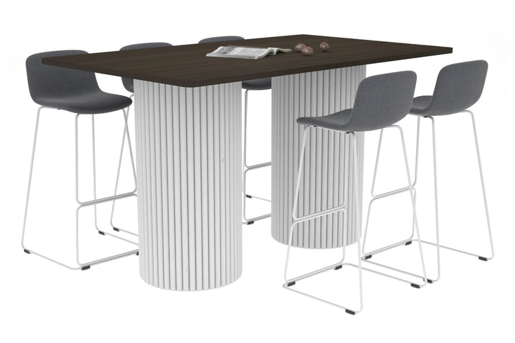 Baobab Circular Wood Base Counter Rectangle Table - Rounded Corners [1800L x 1100W with Rounded Corners] Jasonl white leg dark oak 