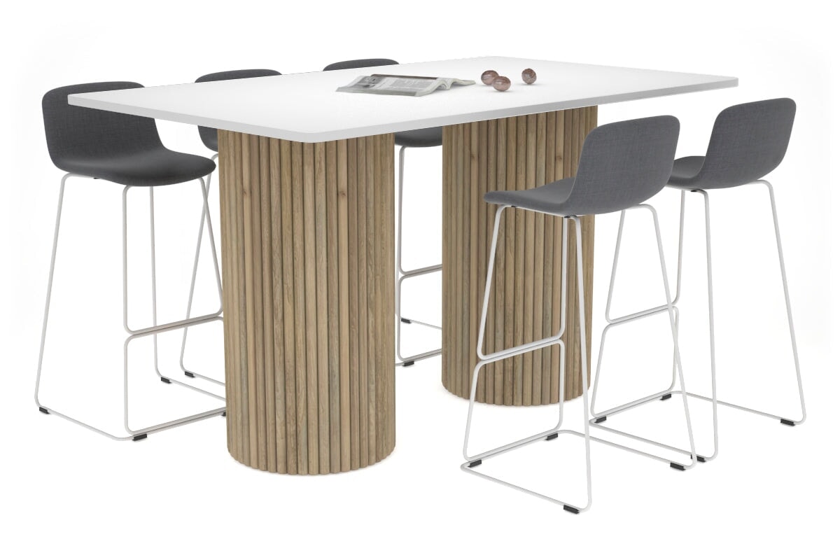 Baobab Circular Wood Base Counter Rectangle Table - Rounded Corners [1800L x 1100W with Rounded Corners] Jasonl natural leg white 