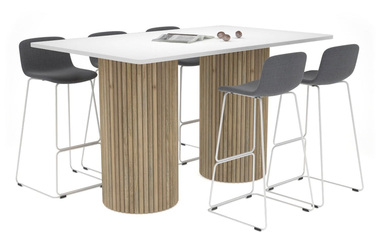 Baobab Circular Wood Base Counter Rectangle Table - Rounded Corners [1800L x 1100W with Rounded Corners] Jasonl natural leg white 