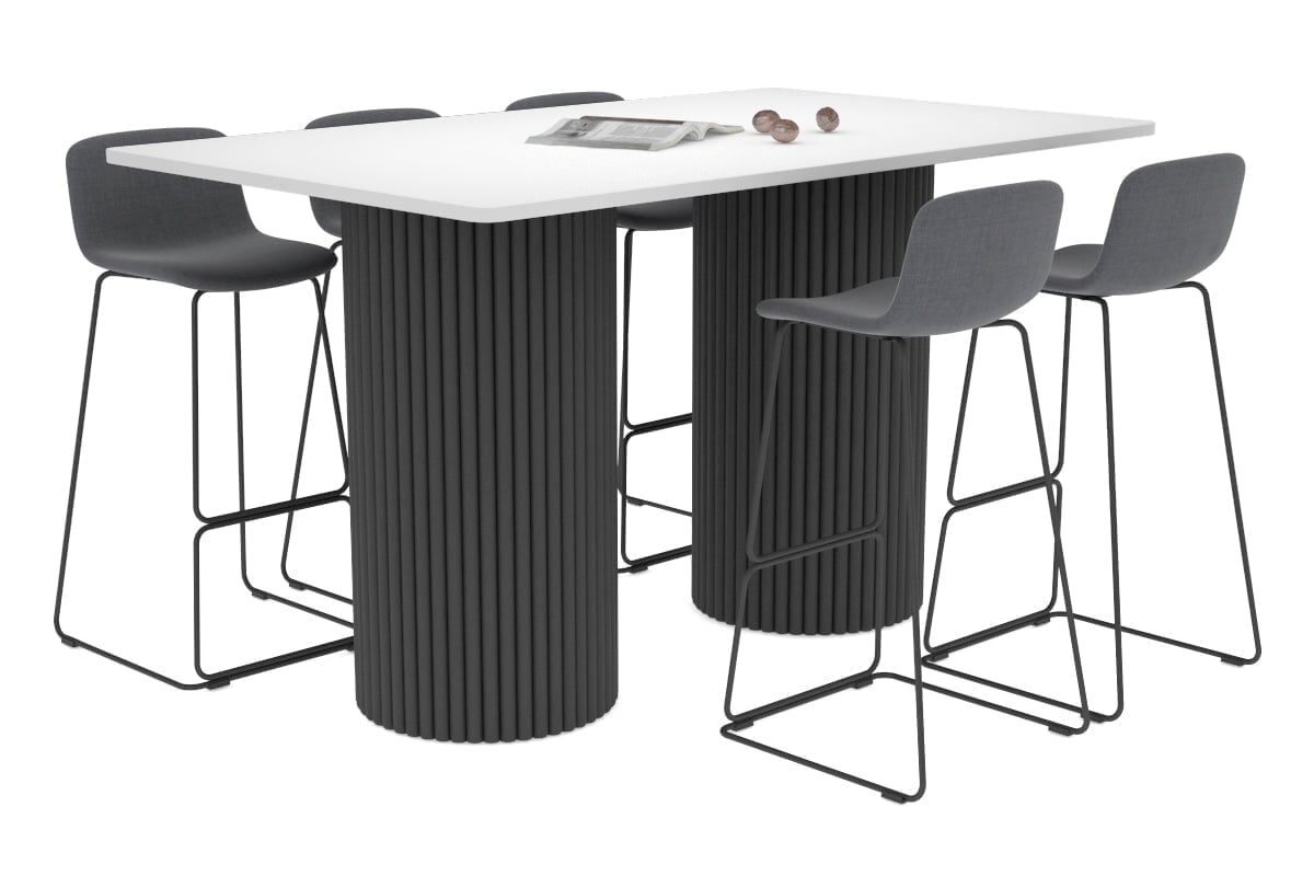 Baobab Circular Wood Base Counter Rectangle Table - Rounded Corners [1800L x 1100W with Rounded Corners] Jasonl black leg white 