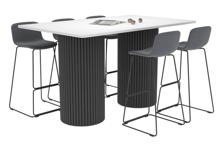 Baobab Circular Wood Base Counter Rectangle Table - Rounded Corners [1800L x 1100W with Rounded Corners] Jasonl black leg white 