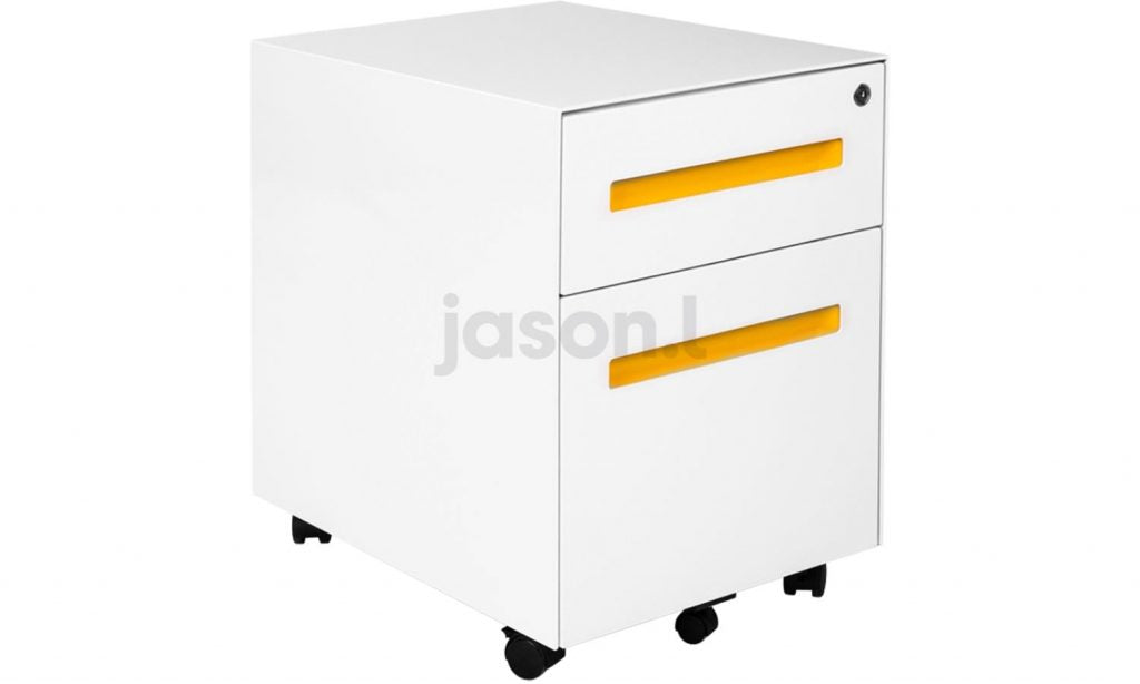 retro_yellow_handles___two_drawer_mobile_pedestal_draw_unit