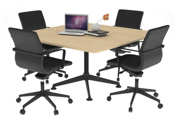 Boardroom Table Premium Indented Black Leg Blackjack [1100L x 1100W with Rounded Corners] Ooh La La maple 