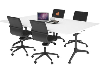 Boardroom Table Premium Indented Black Legs Blackjack [1800L x 1100W with Rounded Corners] Ooh La La white 