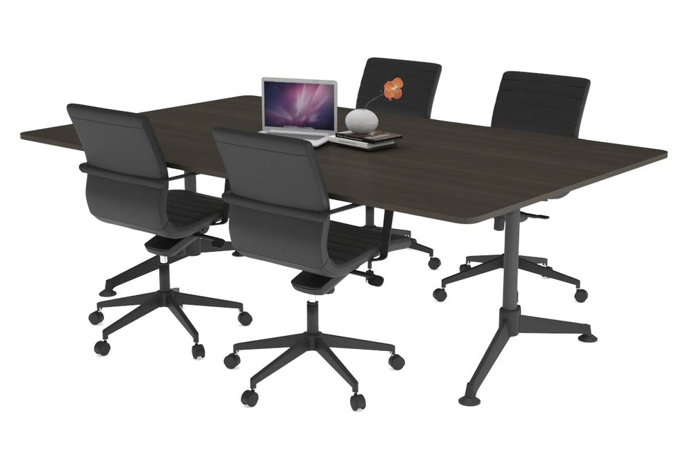 Boardroom Table Premium Indented Black Legs Blackjack [1800L x 1100W with Rounded Corners]-dark oak  