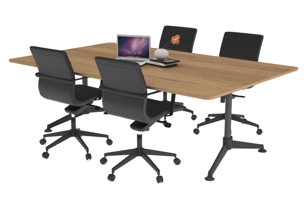 Boardroom Table Premium Indented Black Legs Blackjack [1800L x 1100W with Rounded Corners]-salvage oak  