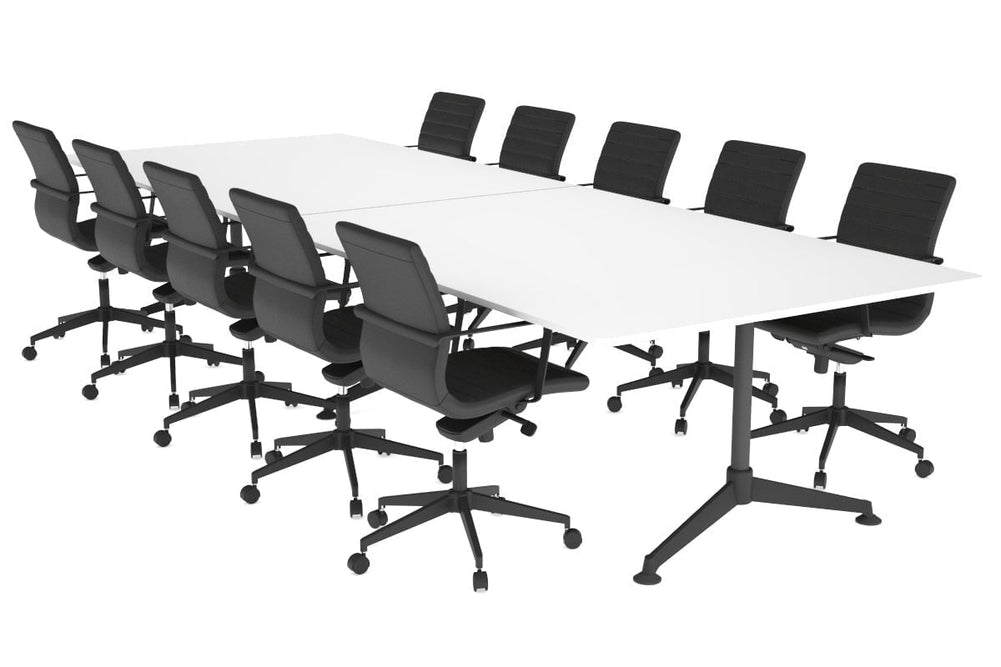 Boardroom Table Premium Indented Black Legs Blackjack [3200L x 1100W with Rounded Corners]-white  