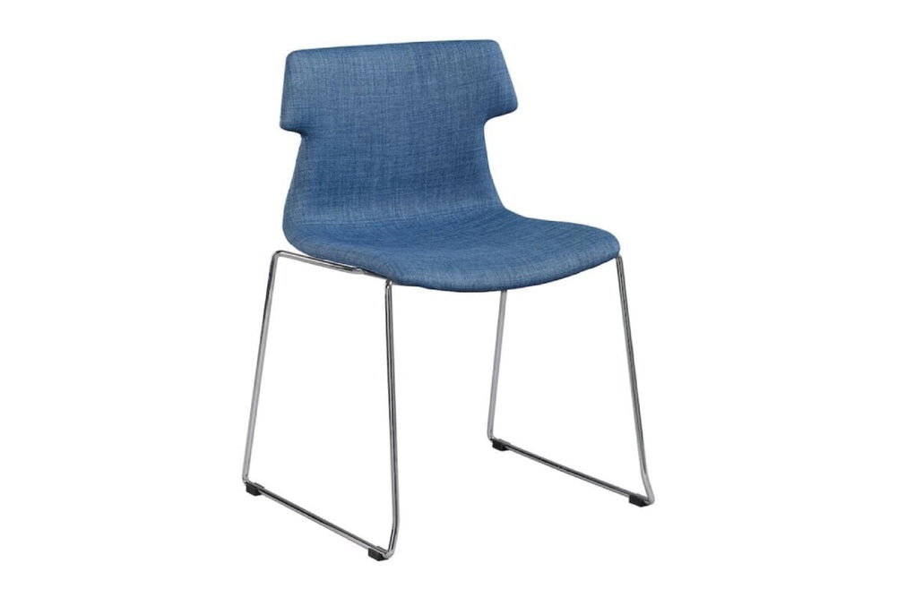 Clearance Wave Fabric Visitor Chair - Chrome Sled Base-blue  