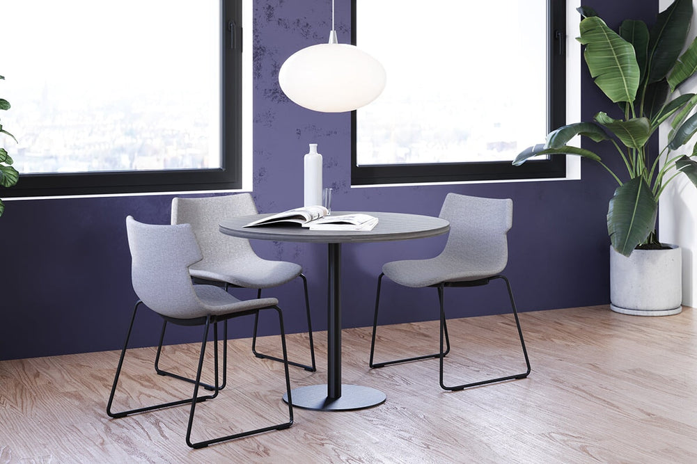 Clearance Wave Fabric Visitor Chair - Chrome Sled Base-grey  