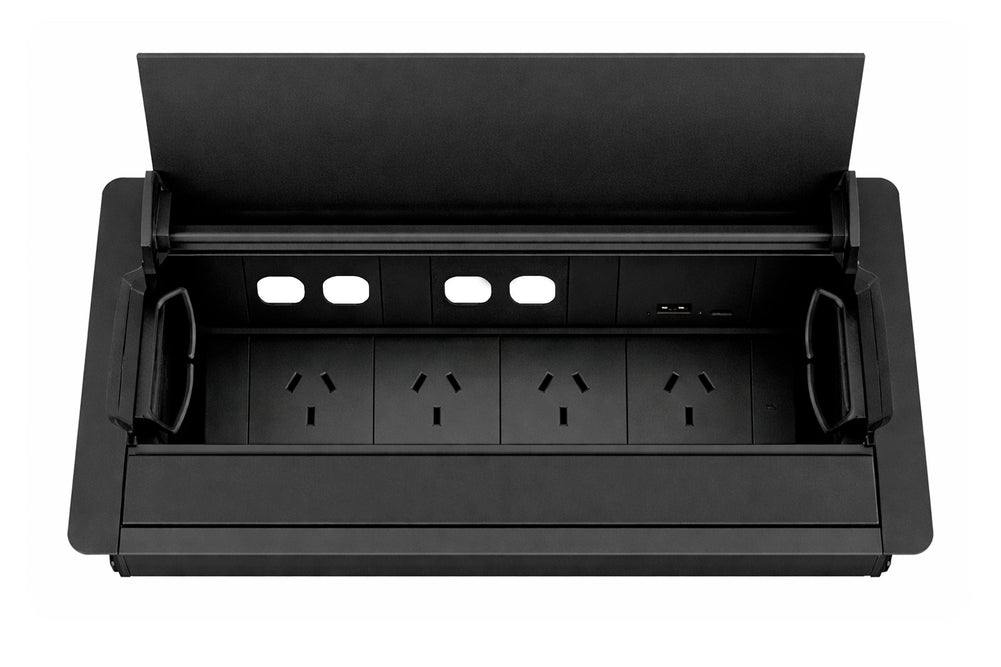 CMS Accede Single Lid - In Desk Power-black 4 power/4 data/Usb A/C(30W) none