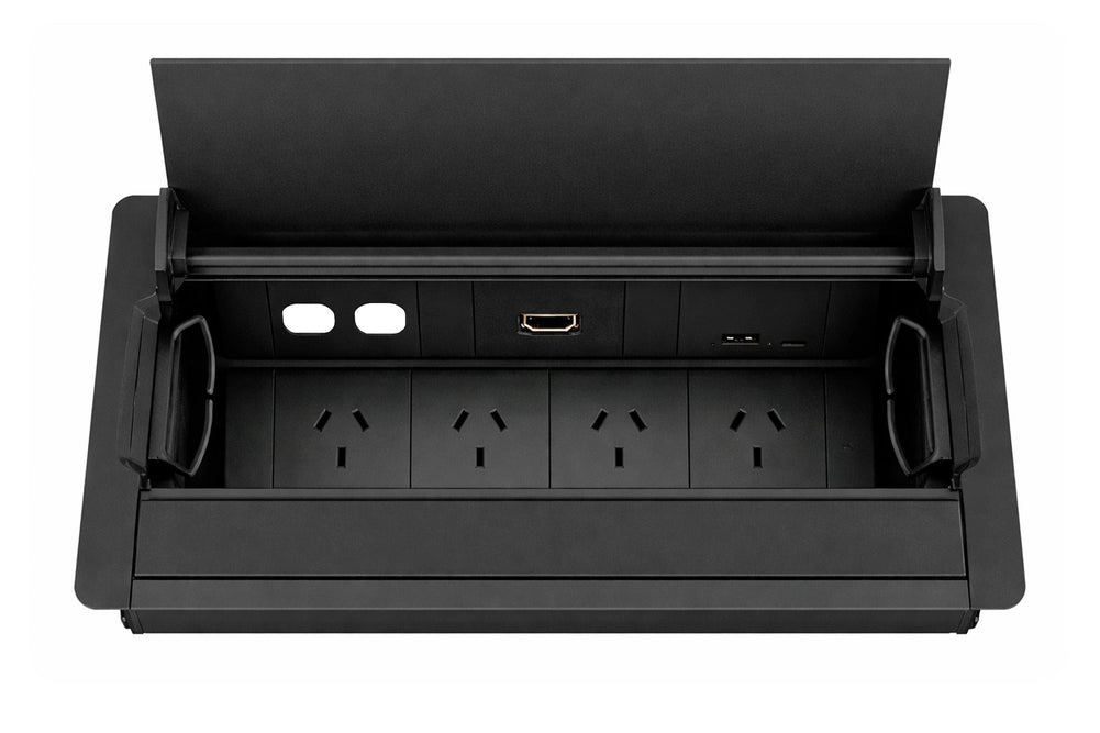 CMS Accede Single Lid - In Desk Power-black 4 power/2 data/1HDMI/ Usb A/C(30W) none