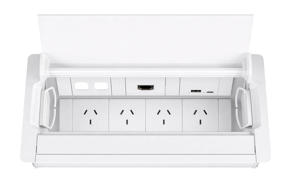 CMS Accede Single Lid - In Desk Power-white 4 power/2 data/1HDMI/ Usb A/C(30W) none