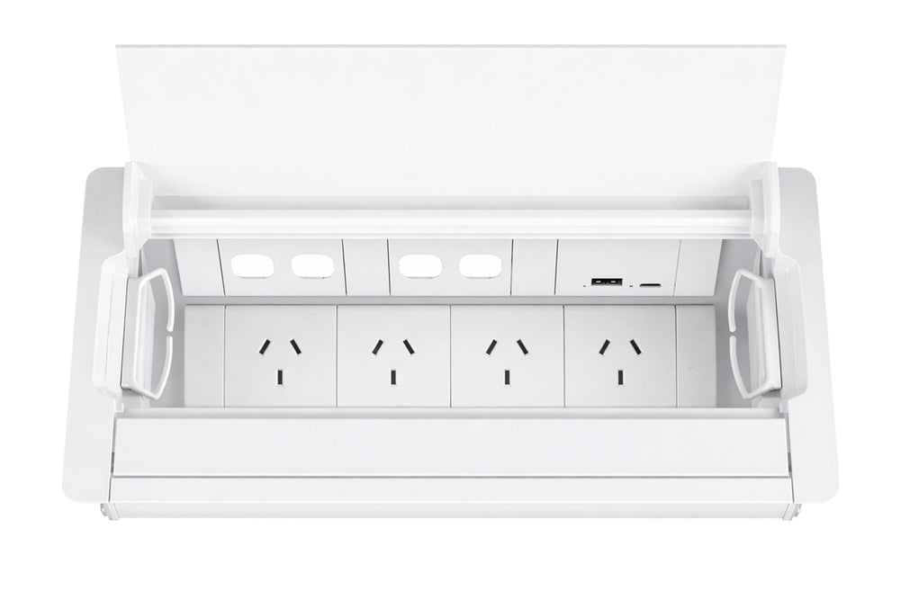 CMS Accede Single Lid - In Desk Power-white 4 power/4 data/Usb A/C(30W) none
