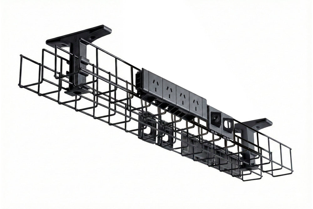 CMS Cable Management Basket Back to Back Metal+Tray Include 2 x 4 Power 4 Data [1550W x 105H]-black none none