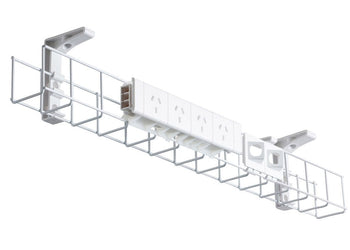 CMS Cable Management Basket Single Metal+Tray Includes 4 Power 2 Data [1250W x 105H] CMS white none none