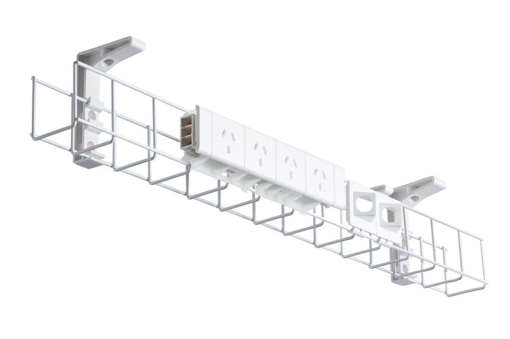 CMS Cable Management Basket Single Metal+Tray Includes 4 Power 2 Data [1250W x 105H]-white none none