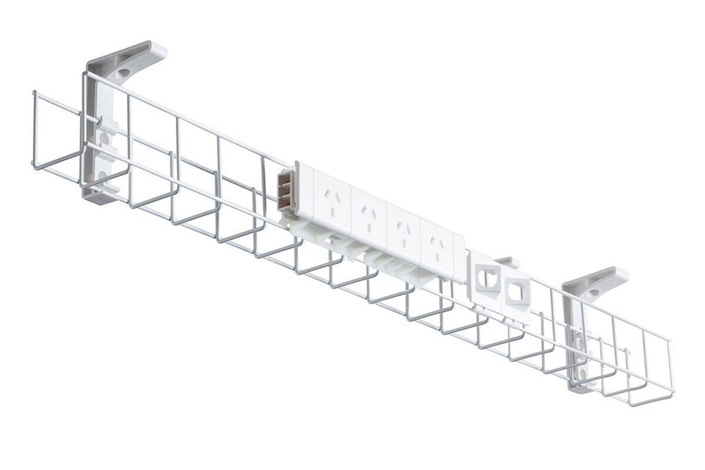 CMS Cable Management Basket Single Metal+Tray Includes 4 Power 2 Data [1550W x 105H]-white none none