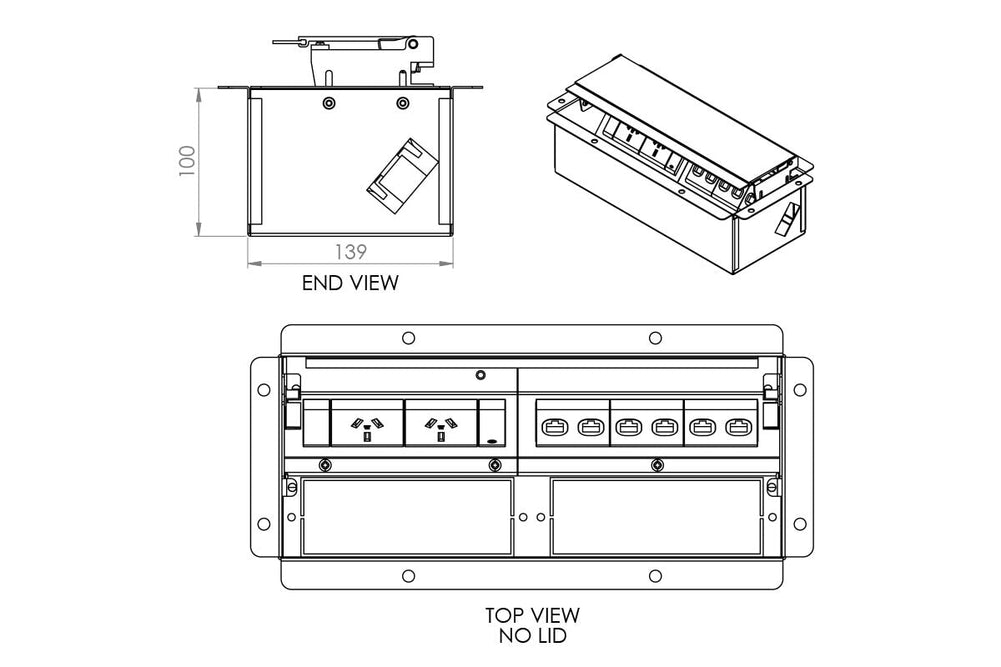 CMS Executive Box - In Desk Power [2 Power]-3000mm  