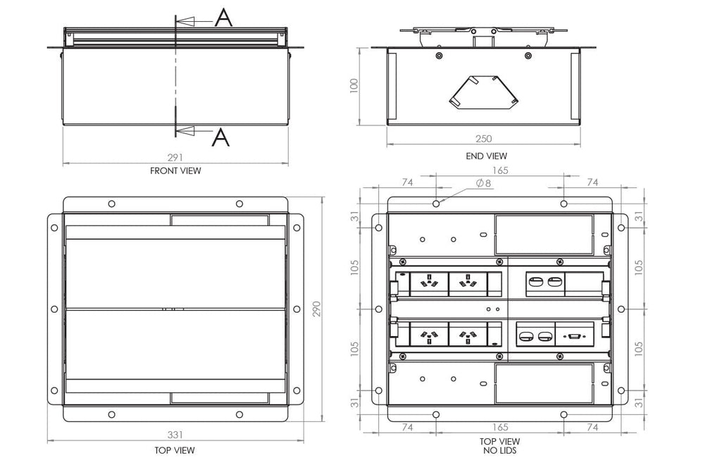 CMS Executive Box - In Desk Power [4 Power]-3000mm  