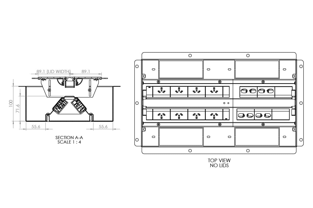 CMS Executive Box - In Desk Power (8 power/8 data/2 av) [8 Power] CMS 