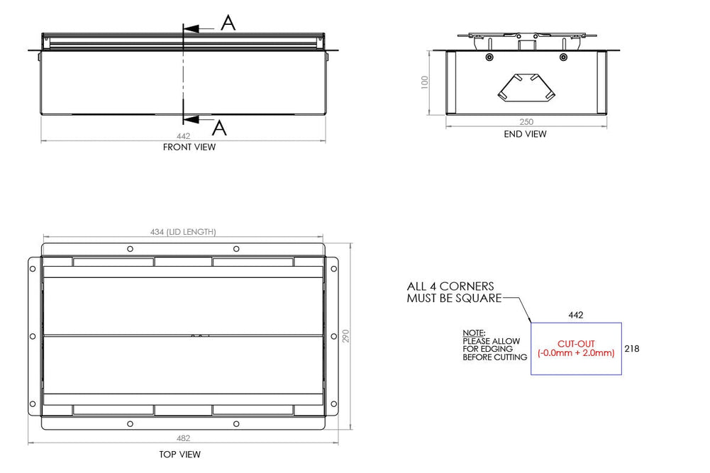 CMS Executive Box - In Desk Power (8 power/8 data/2 av) [8 Power]-3000mm  