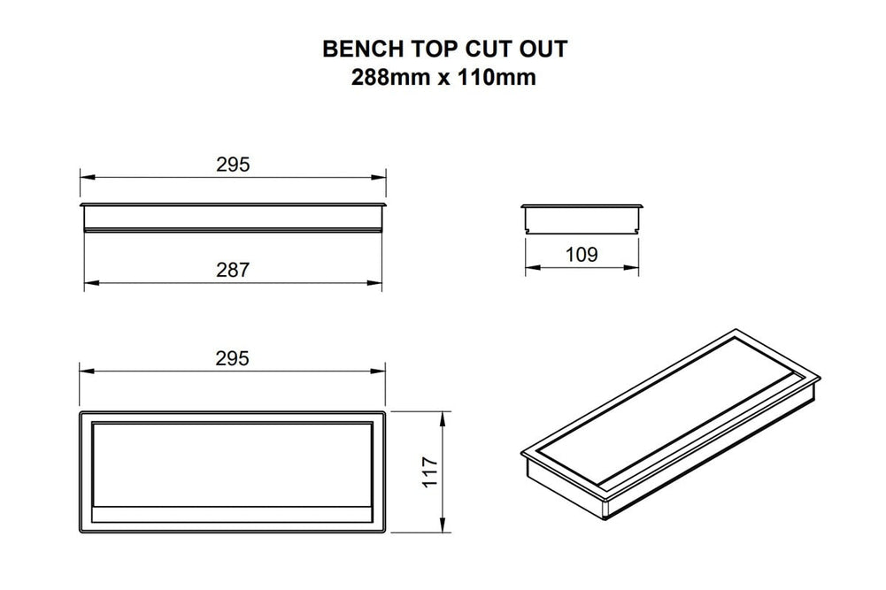 CMS Switch In Desk Power Box-white 3000mm length 