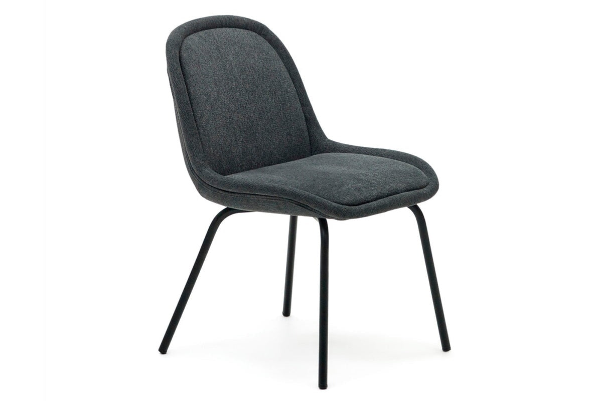 Como Aamin Chair - Chenille Fabric [Chenille Fabric]-grey seat/black leg  