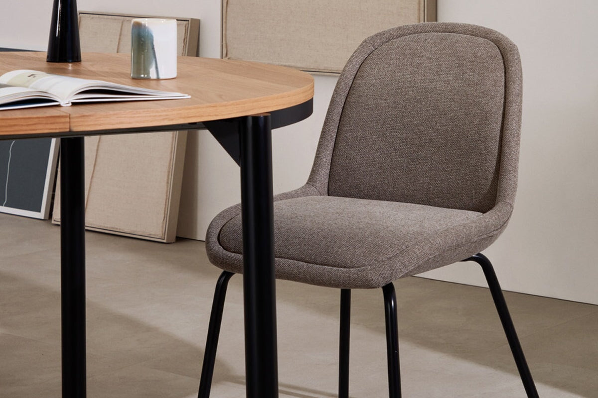 Como Aamin Chair - Chenille Fabric [Chenille Fabric]-grey seat/black leg  