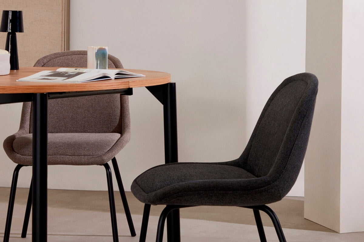 Como Aamin Chair - Chenille Fabric [Chenille Fabric]-grey seat/black leg  