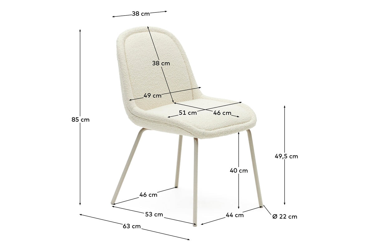 Como Aamin Chair - Shearling Fabric [Shearling Fabric]-white seat/beige leg  