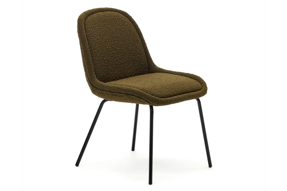 Como Aamin Chair - Shearling Fabric [Shearling Fabric]-green seat/black leg  