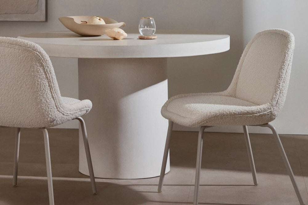 Como Aamin Chair - Shearling Fabric [Shearling Fabric]-white seat/beige leg  