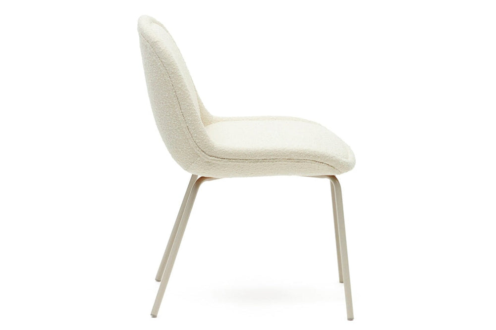Como Aamin Chair - Shearling Fabric [Shearling Fabric]-white seat/beige leg  