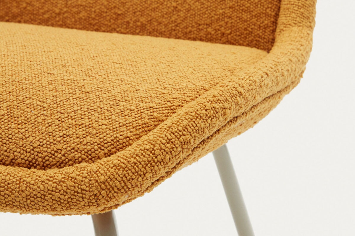 Como Aamin Chair - Shearling Fabric [Shearling Fabric]-white seat/beige leg  