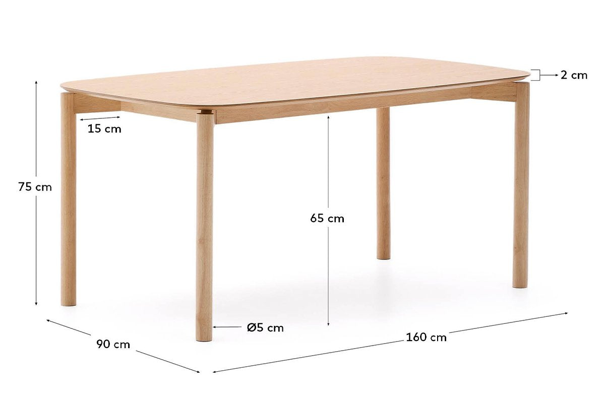 Como Amara Dining Table - Rectangular [1600L x 900W]-natural finish  