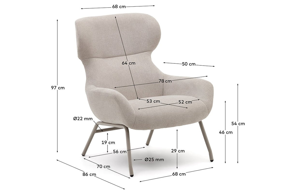 Como Bellini Armchair - Chenille Fabric [Chenille]-light brown  