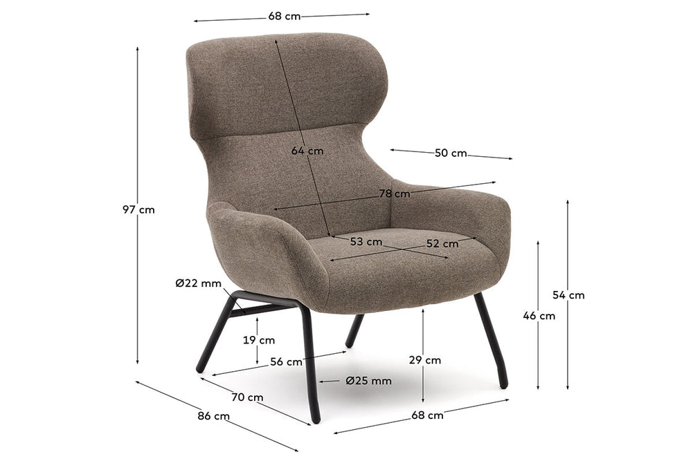 Como Bellini Armchair - Chenille Fabric [Chenille]-light brown  