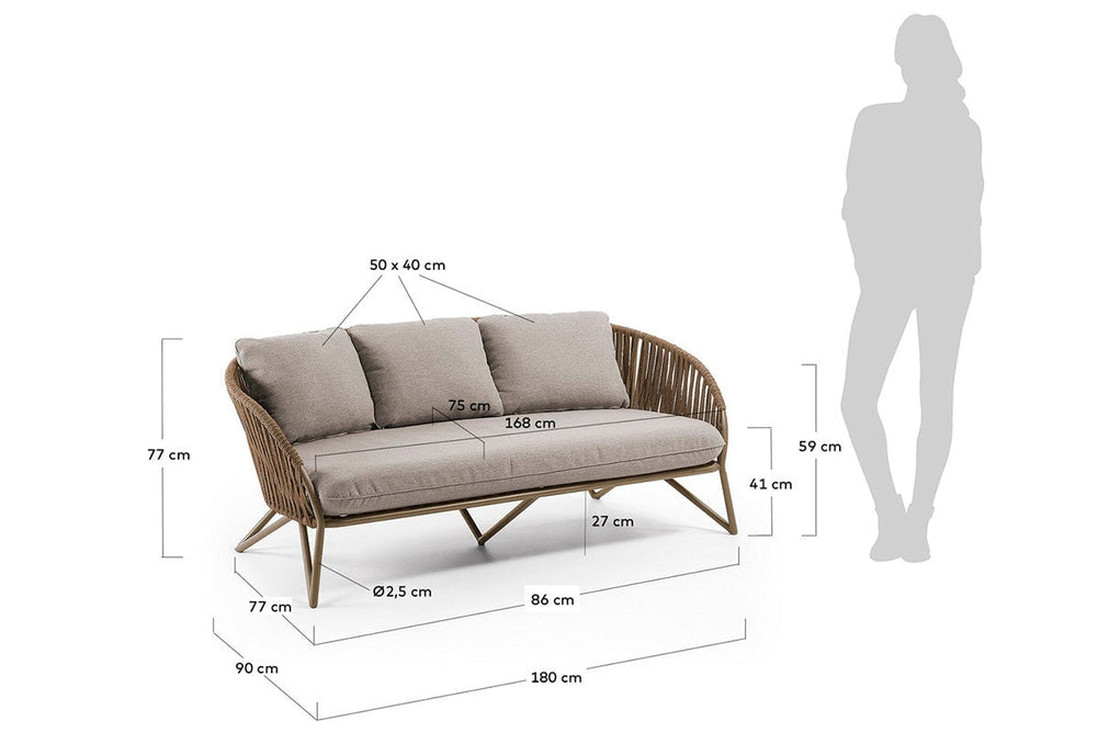 Como Branzie 3 Seater Sofa-brown  