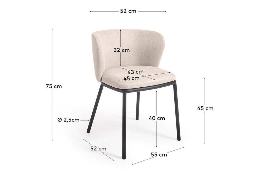 Como Cisel Chair - Chenille Fabric-beige  