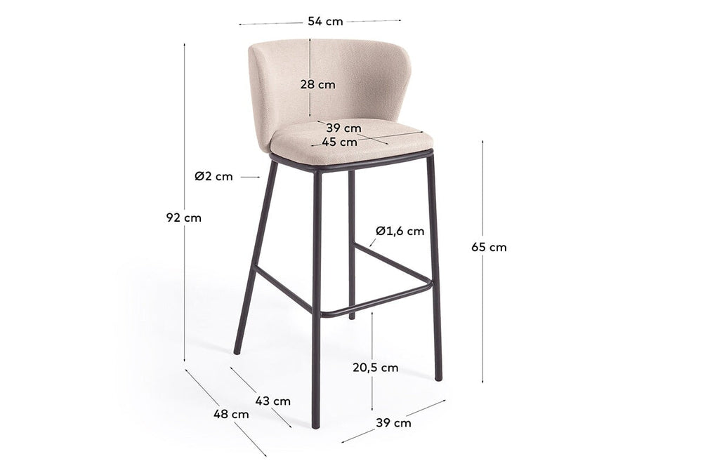 Como Cisel Stool Chenille Fabric - 650mm Seat Height [920H x 540W]-beige  