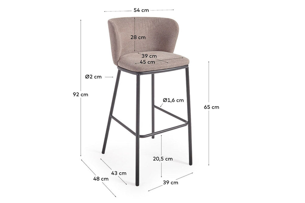 Como Cisel Stool Chenille Fabric - 650mm Seat Height [920H x 540W]-beige  