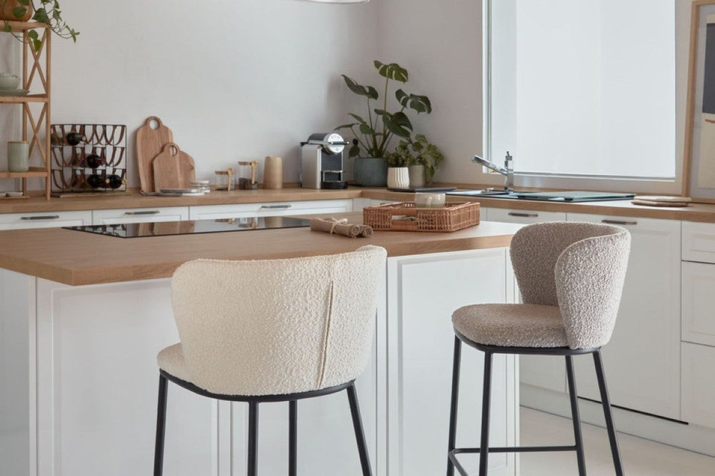 Como Cisel Stool Shearling Fabric - 650mm Seat Height [920H x 540W]-white  